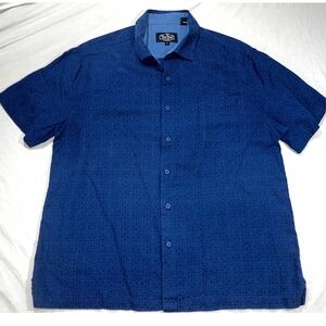 Nat Nast Luxury Originals Mens Large Blue Silk Cotton Button Down Shirt